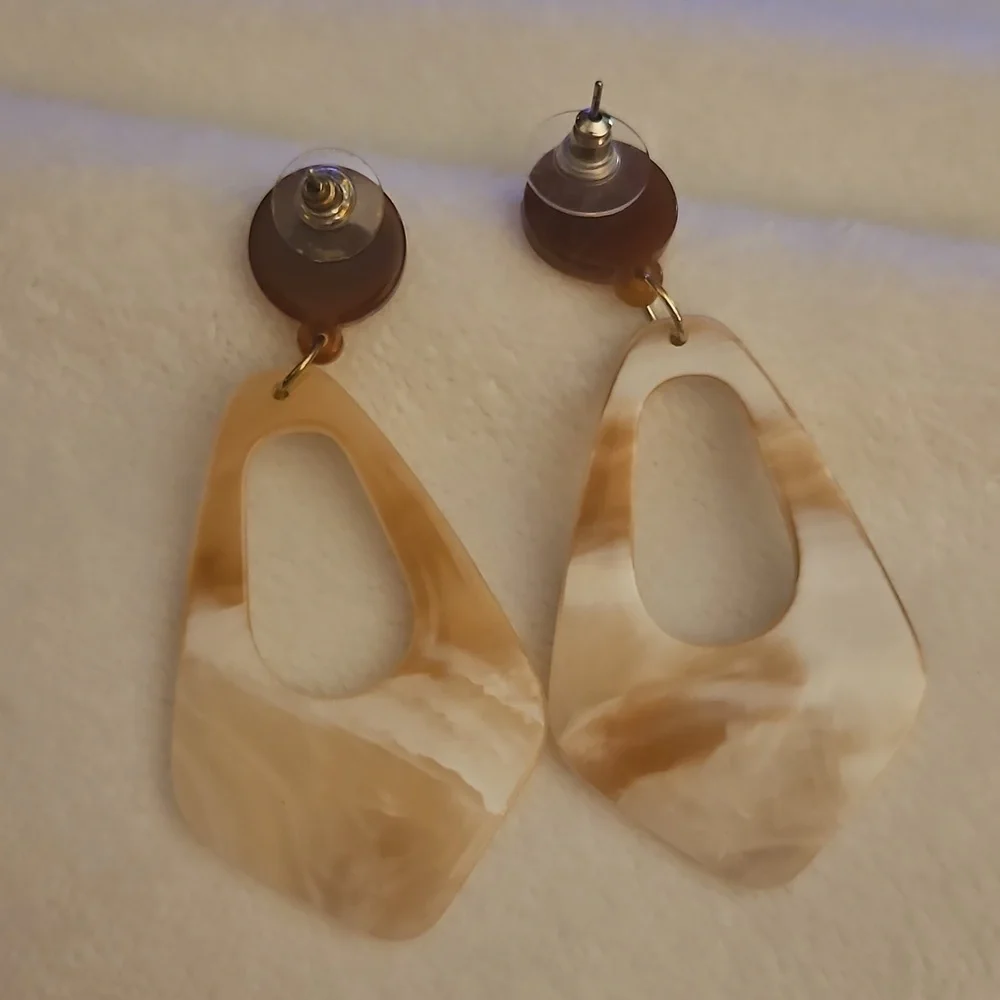 Vintage 1980s Marbled Acrylic Statement Dangle Earrings
